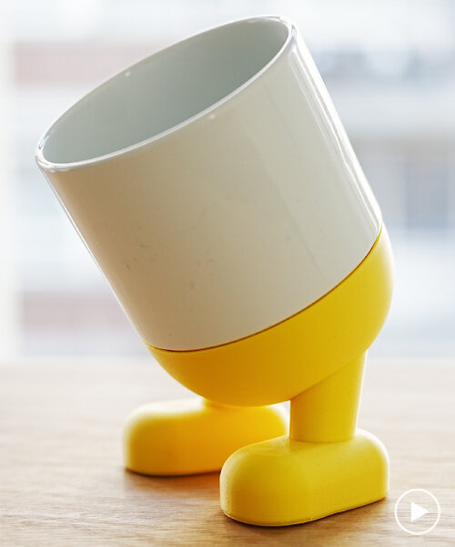 meet corcelain, a series of ceramic cups with customizable 3D printed feet and screws