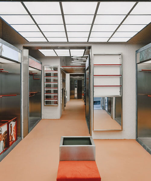 modular steel display systems outline el departamento's sportswear store in barcelona